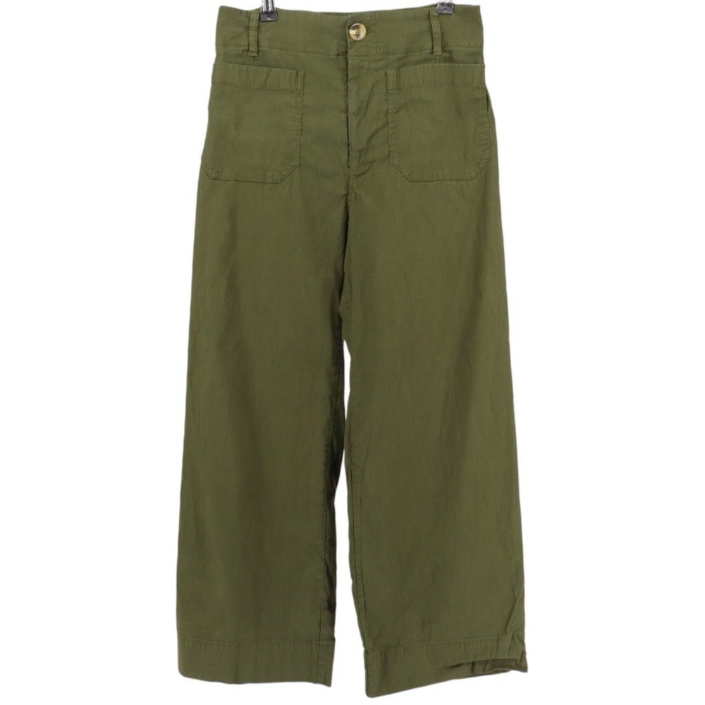 Maeve Anthropologie Womens The Colette Wide Leg Crop Pants Utility Green Size 27